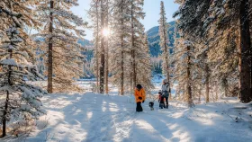 An Alberta family enjoying a winter day in the Rockies.